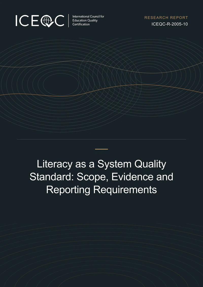 ICEQC-R-2005-10 — Literacy as a System Quality Standard: Scope, Evidence and Reporting Requirements cover