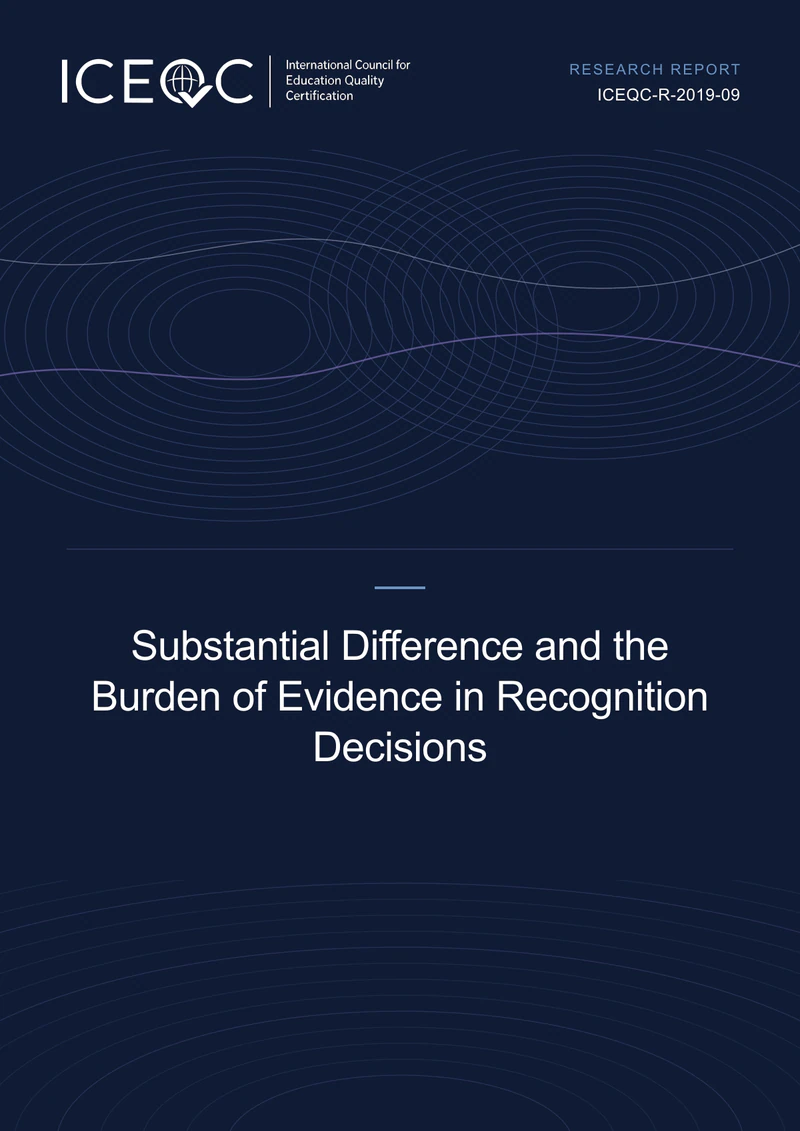 ICEQC-R-2019-09 — Substantial Difference and the Burden of Evidence in Recognition Decisions cover