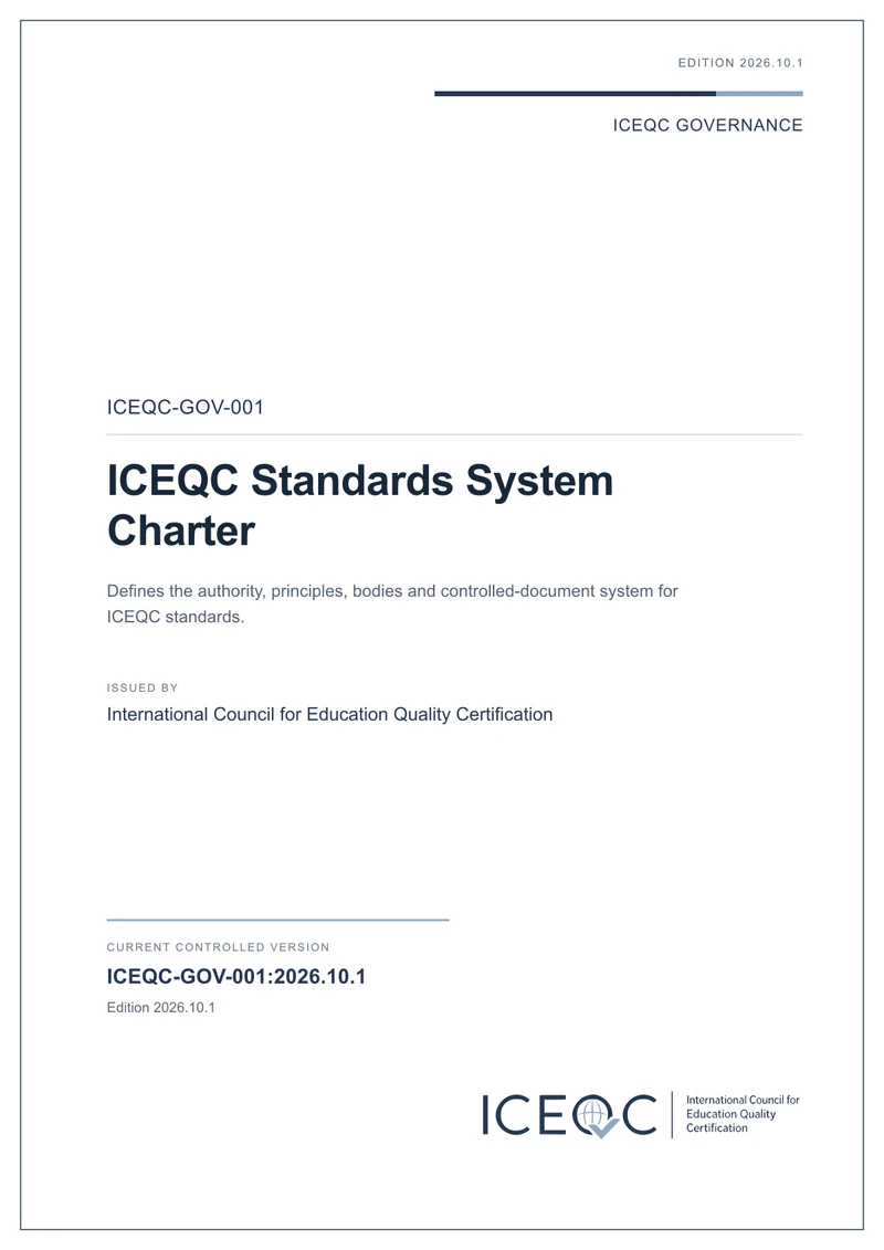 ICEQC-GOV-001 — ICEQC Standards System Charter cover