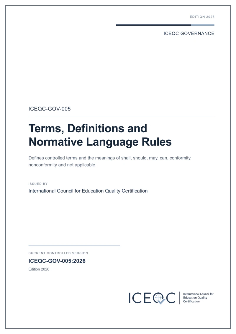 ICEQC-GOV-005 — Terms, Definitions and Normative Language Rules cover