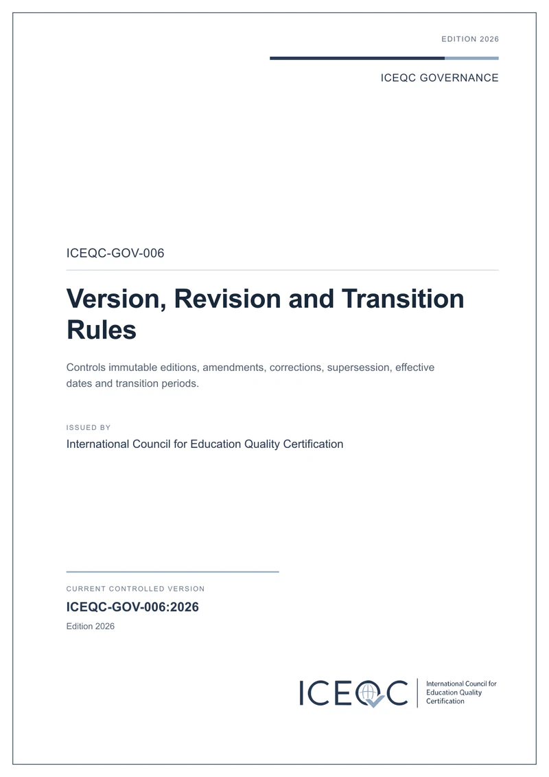 ICEQC-GOV-006 — Version, Revision and Transition Rules cover