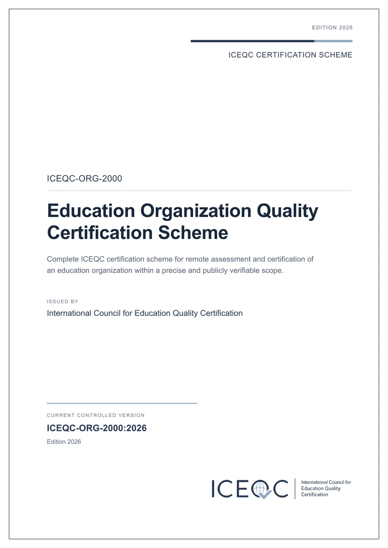ICEQC-ORG-2000 — Education Organization Quality Certification Scheme cover