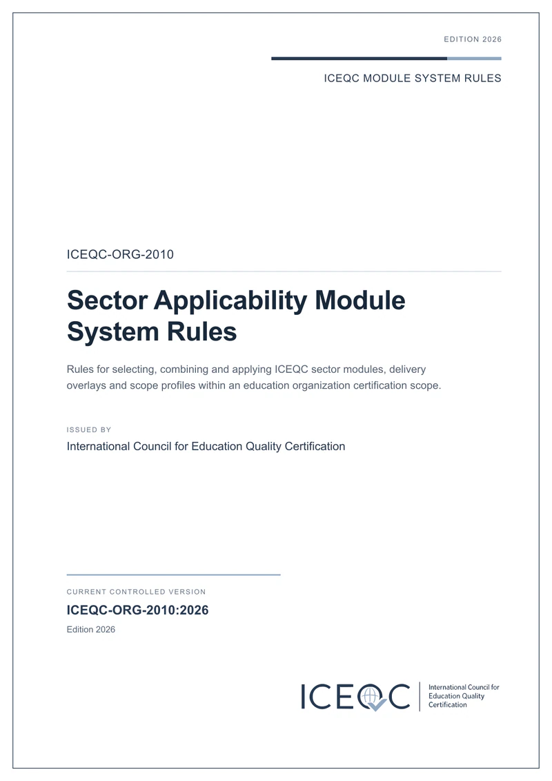 ICEQC-ORG-2010 — Sector Applicability Module System Rules cover