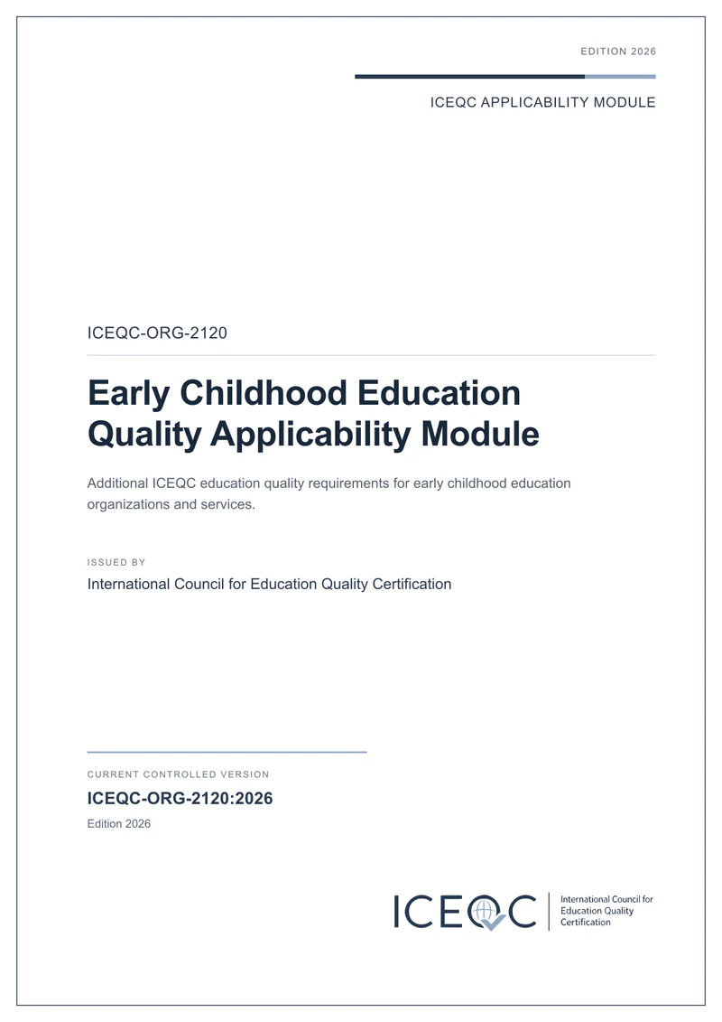 ICEQC-ORG-2120 — Early Childhood Education Quality Applicability Module cover