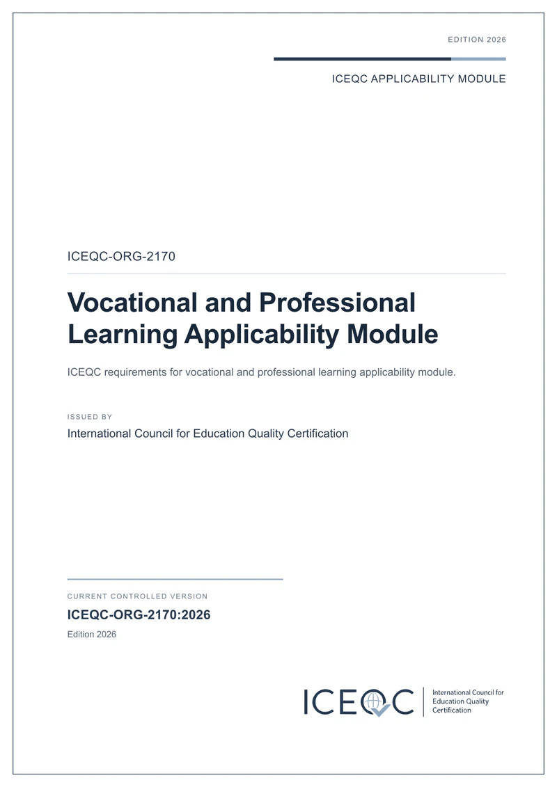 ICEQC-ORG-2170 — Vocational and Professional Learning Applicability Module cover