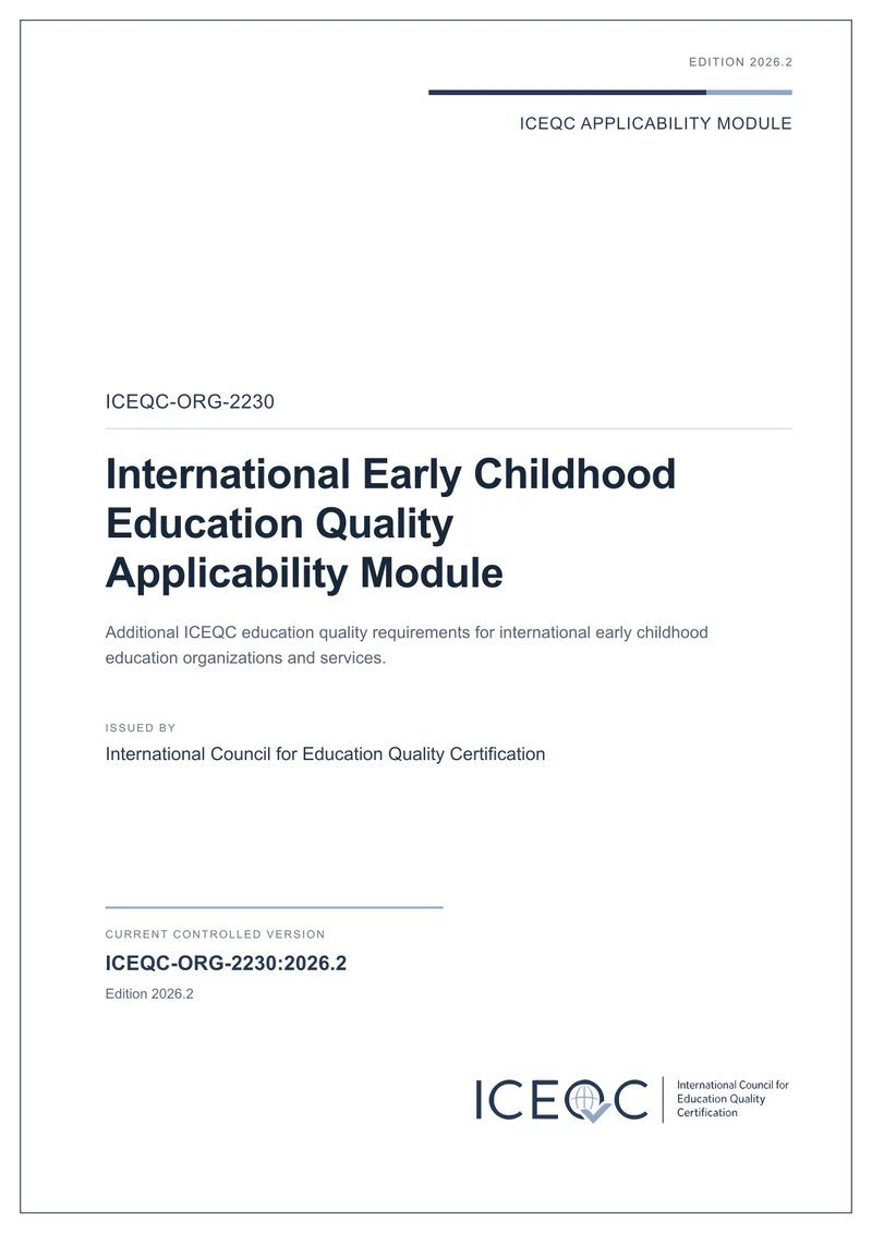 ICEQC-ORG-2230 — International Early Childhood Education Quality Applicability Module cover