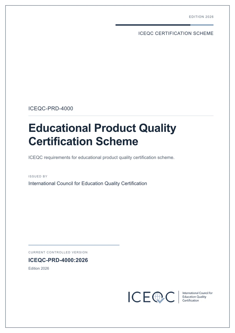 ICEQC-PRD-4000 — Educational Product Quality Certification Scheme cover